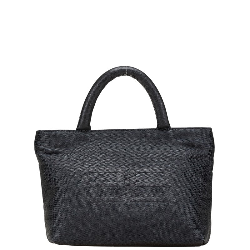 バレンシアガ BBロゴ ハンドバッグ ブラック ナイロン レザー レディース BALENCIAGA 【中古】