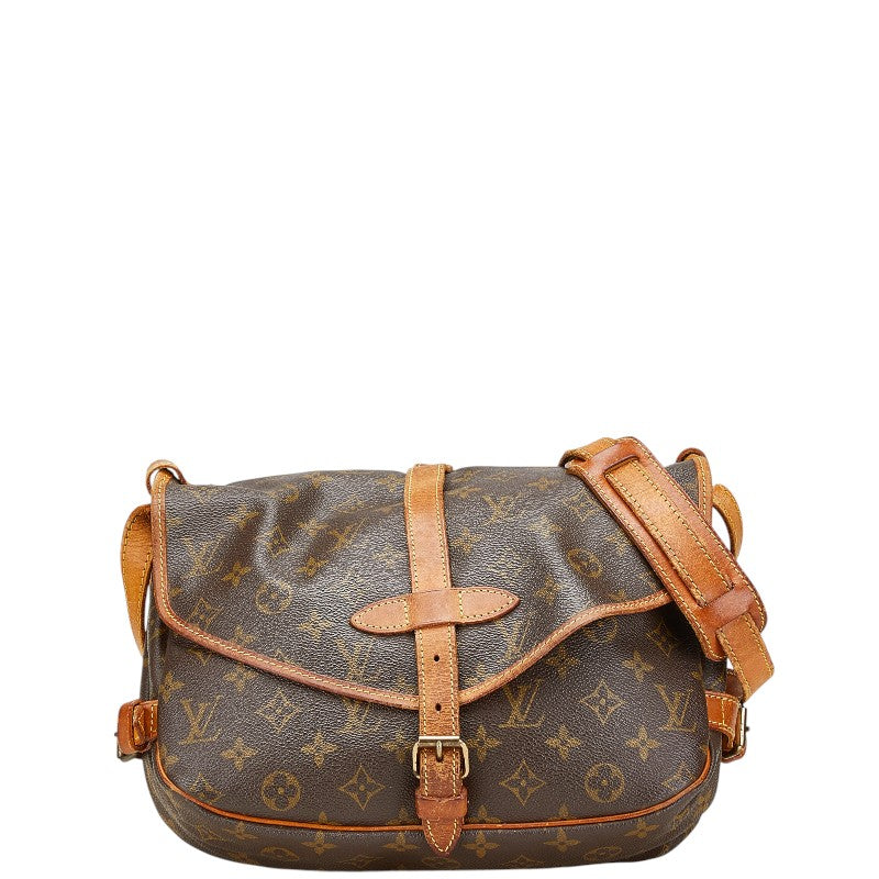 ルイ ヴィトン モノグラム ソミュール30 斜め掛け ショルダーバッグ M42256 ブラウン PVC レザー レディース LOUIS VUITTON 【中古】