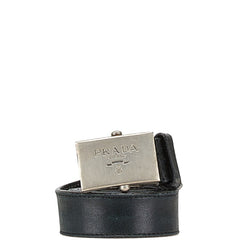 プラダ ロゴ バックル ベルト ブラック レザー メタル レディース PRADA 【中古】