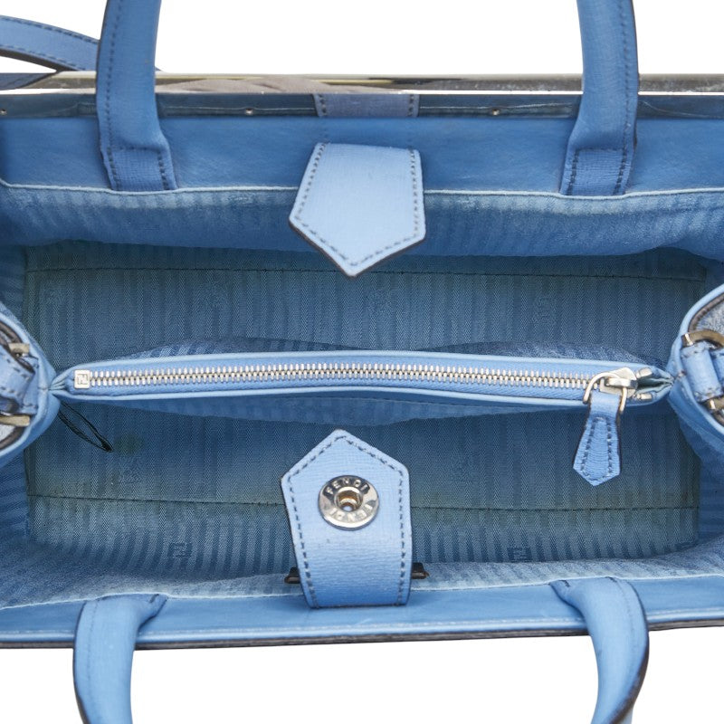フェンディ プチ トゥージュール ハンドバッグ ショルダーバッグ 2WAY 8BH253 ライトブルー レザー レディース FENDI 【中古】