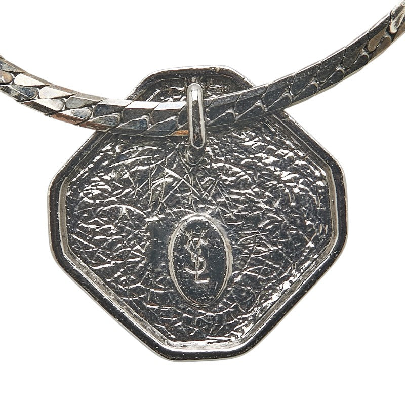 サンローラン ラインストーン ネックレス シルバー ブラック メタル レディース SAINT LAURENT 【中古】