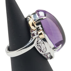 K18YG イエローゴールド Pt900 プラチナ コンビ アメジスト19.91ct ダイヤ0.25ct リング 指輪 レディース 6.5号 【中古】