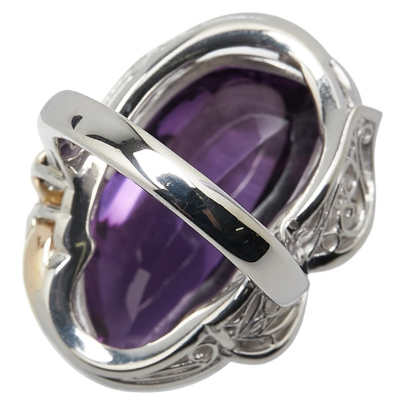 K18YG イエローゴールド Pt900 プラチナ コンビ アメジスト19.91ct ダイヤ0.25ct リング 指輪 レディース 6.5号 【中古】