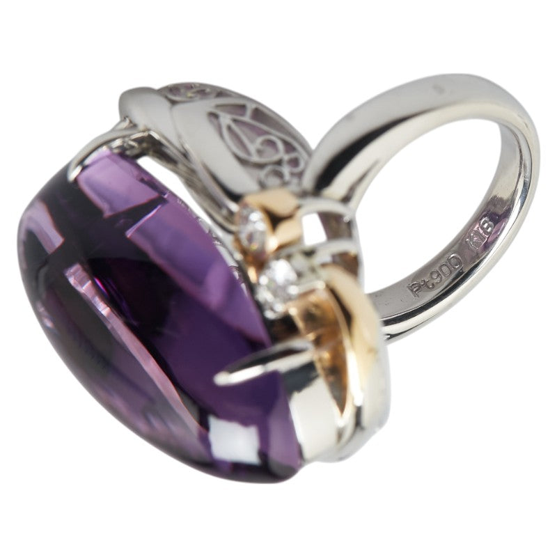 K18YG イエローゴールド Pt900 プラチナ コンビ アメジスト19.91ct ダイヤ0.25ct リング 指輪 レディース 6.5号 【中古】