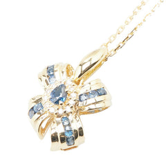 K18YG イエローゴールド サファイア0.57ct ダイヤ0.9ct ペンダントネックレス レディース 【中古】