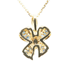 K18YG イエローゴールド サファイア0.57ct ダイヤ0.9ct ペンダントネックレス レディース 【中古】