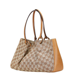 グッチ GGキャンバス トートバッグ 94898 ベージュ ブラウン キャンバス レザー レディース GUCCI 【中古】