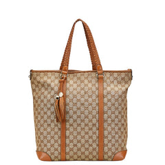 グッチ GGキャンバス トートバッグ 257031 ベージュ ブラウン キャンバス レザー レディース GUCCI 【中古】