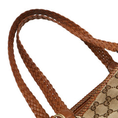 グッチ GGキャンバス トートバッグ 257031 ベージュ ブラウン キャンバス レザー レディース GUCCI 【中古】