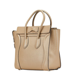 セリーヌ ラゲージ マイクロショッパー ハンドバッグ ベージュ レザー レディース CELINE 【中古】