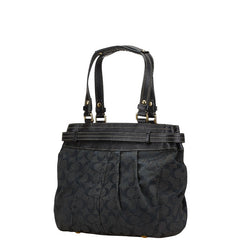 コーチ シグネチャー ハンドバッグ F15672 ブラック キャンバス レザー レディース COACH 【中古】