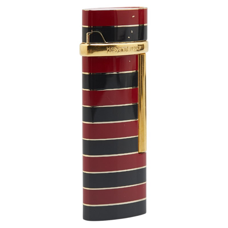 サンローラン ボーダー ガスライター ゴールド レッド ブラック メッキ レディース SAINT LAURENT 【中古】