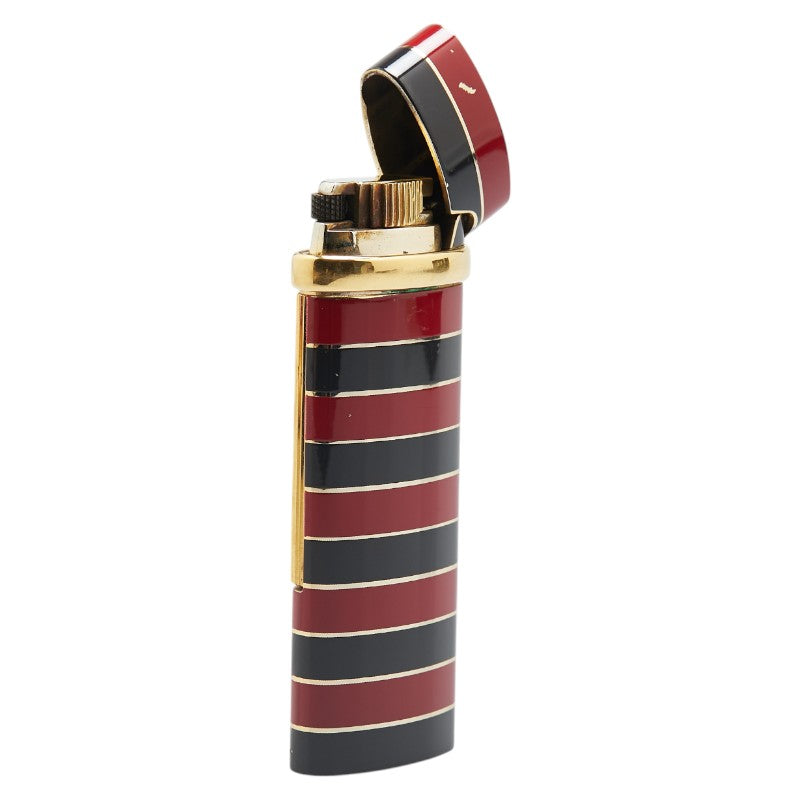 サンローラン ボーダー ガスライター ゴールド レッド ブラック メッキ レディース SAINT LAURENT 【中古】