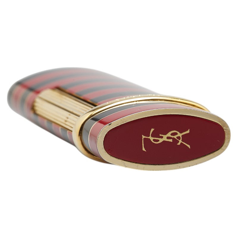サンローラン ボーダー ガスライター ゴールド レッド ブラック メッキ レディース SAINT LAURENT 【中古】