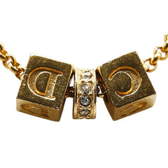 ディオール CDロゴ キューブ ラインストーン ネックレス ゴールド メッキ レディース Dior 【中古】