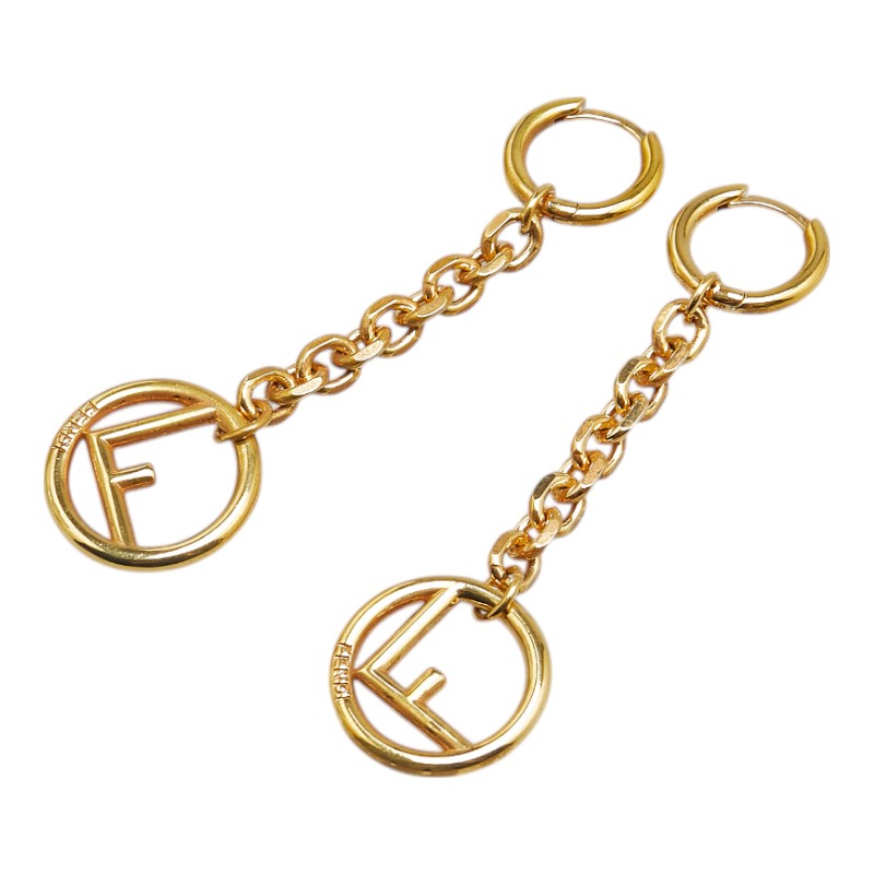 フェンディ エフ イズ フェンディ スイング フープ ピアス ゴールド メッキ レディース FENDI 【中古】
