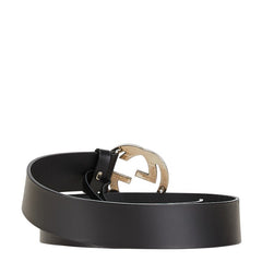 グッチ インターロッキングG スタッズ ベルト サイズ：90/36 480199 ブラック レザー レディース GUCCI 【中古】