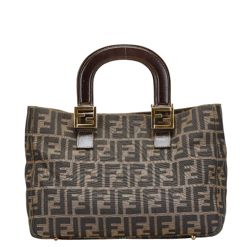 フェンディ ズッカ ハンドバッグ ミニトートバッグ ブラウン キャンバス レザー レディース FENDI 【中古】