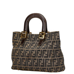 フェンディ ズッカ ハンドバッグ ミニトートバッグ ブラウン キャンバス レザー レディース FENDI 【中古】