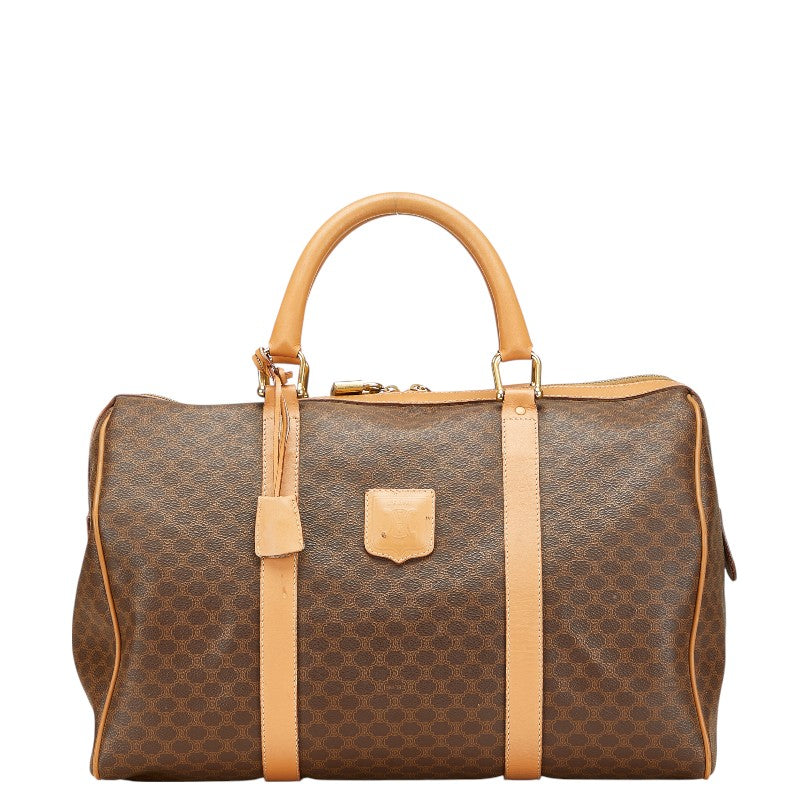 セリーヌ マカダム ボストンバッグ ブラウン PVC レザー レディース CELINE 【中古】