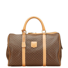 セリーヌ マカダム ボストンバッグ ブラウン PVC レザー レディース CELINE 【中古】