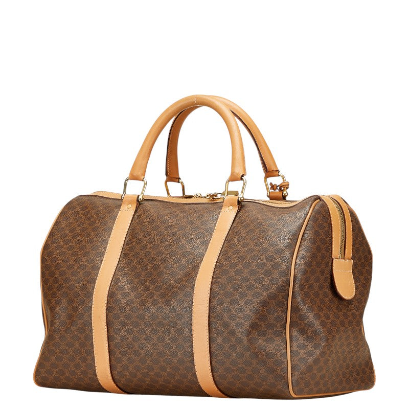 セリーヌ マカダム ボストンバッグ ブラウン PVC レザー レディース CELINE 【中古】