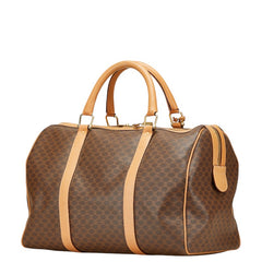 セリーヌ マカダム ボストンバッグ ブラウン PVC レザー レディース CELINE 【中古】