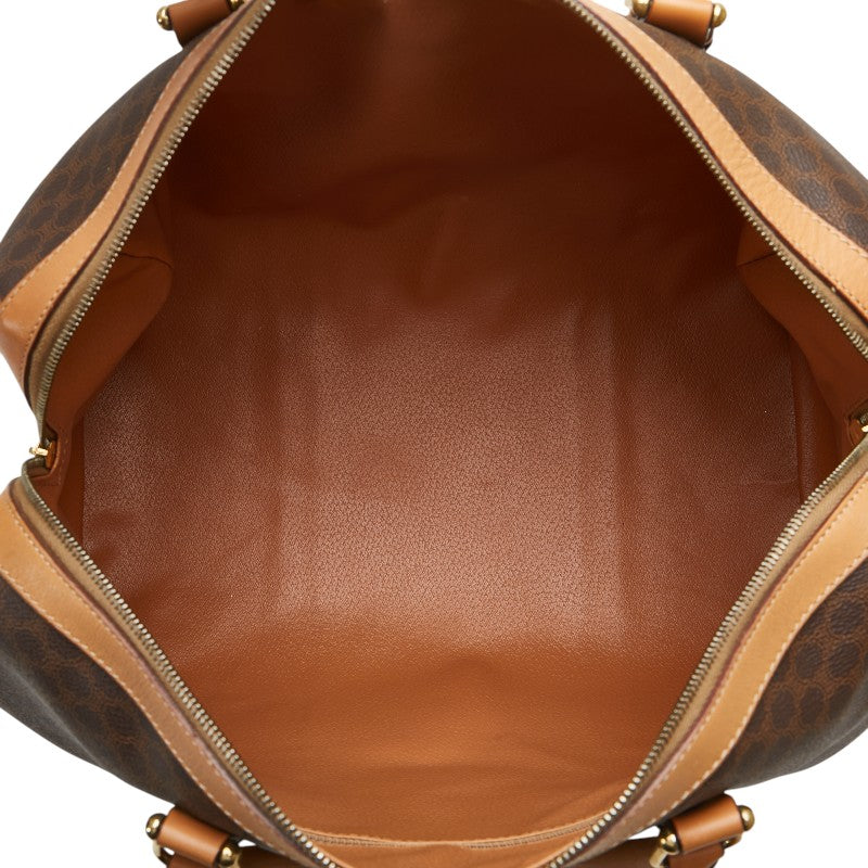 セリーヌ マカダム ボストンバッグ ブラウン PVC レザー レディース CELINE 【中古】