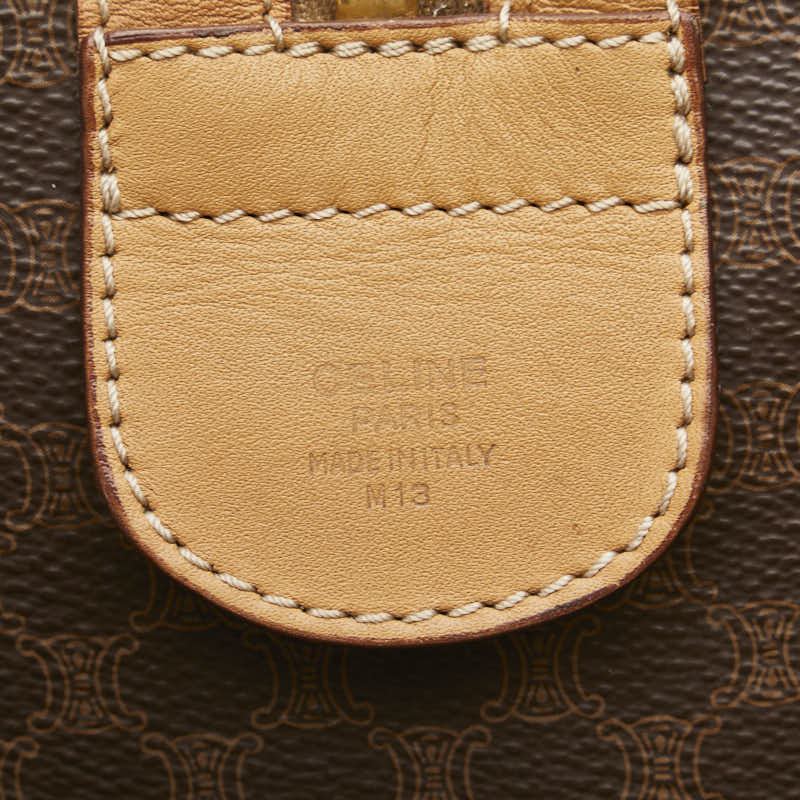 セリーヌ マカダム ボストンバッグ ブラウン PVC レザー レディース CELINE 【中古】