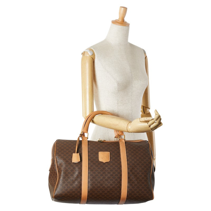 セリーヌ マカダム ボストンバッグ ブラウン PVC レザー レディース CELINE 【中古】