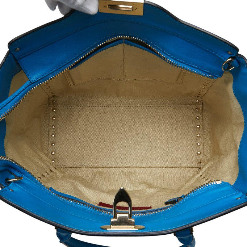 ヴァレンチノ ロックスタッズ ハンドバッグ ショルダーバッグ 2WAY ブルー レザー レディース Valentino 【中古】
