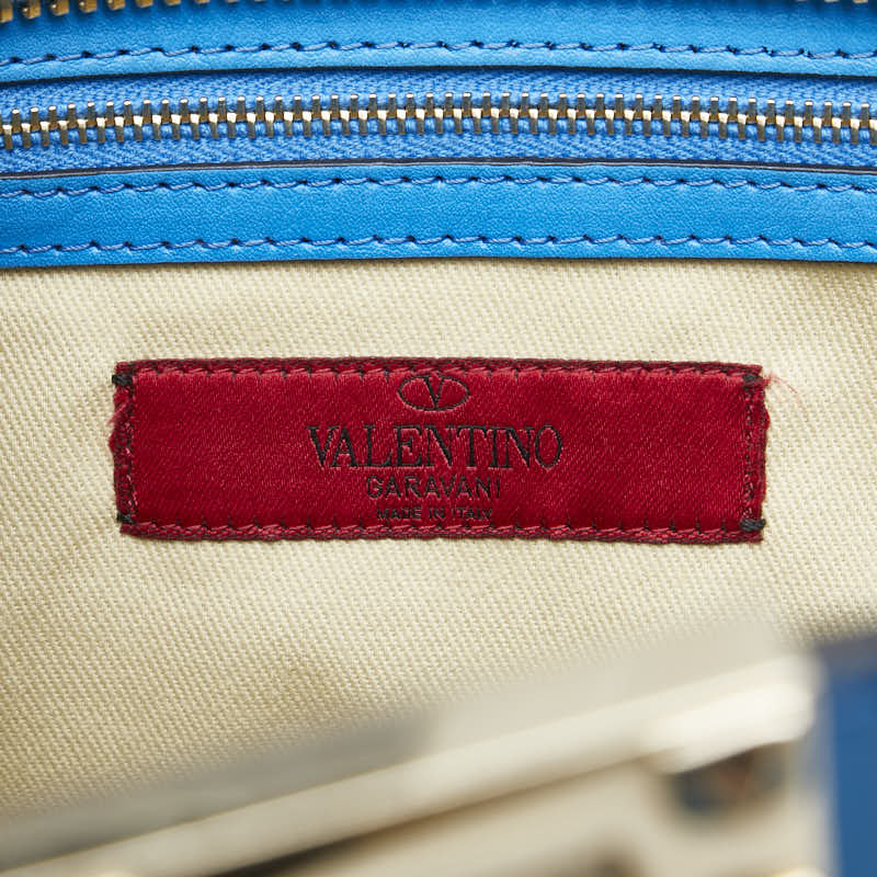 ヴァレンチノ ロックスタッズ ハンドバッグ ショルダーバッグ 2WAY ブルー レザー レディース Valentino 【中古】