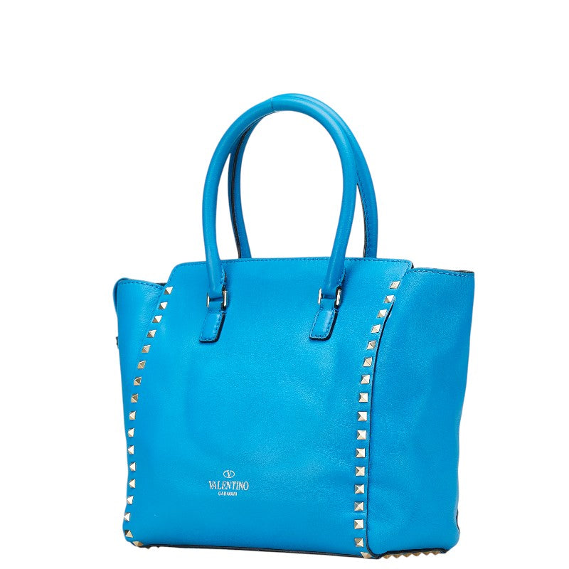 ヴァレンチノ ロックスタッズ ハンドバッグ ショルダーバッグ 2WAY ブルー レザー レディース Valentino 【中古】