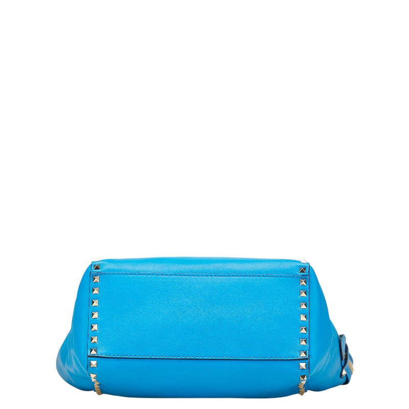 ヴァレンチノ ロックスタッズ ハンドバッグ ショルダーバッグ 2WAY ブルー レザー レディース Valentino 【中古】