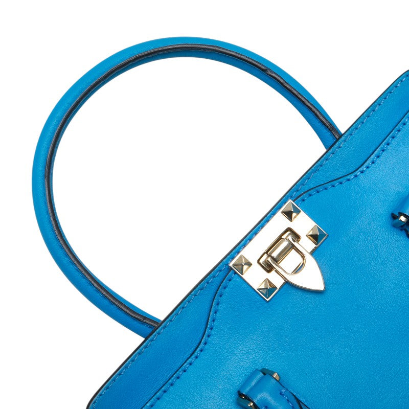 ヴァレンチノ ロックスタッズ ハンドバッグ ショルダーバッグ 2WAY ブルー レザー レディース Valentino 【中古】