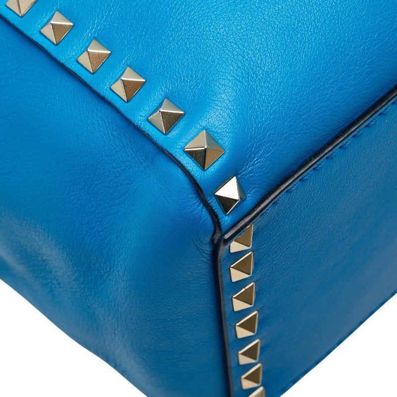 ヴァレンチノ ロックスタッズ ハンドバッグ ショルダーバッグ 2WAY ブルー レザー レディース Valentino 【中古】