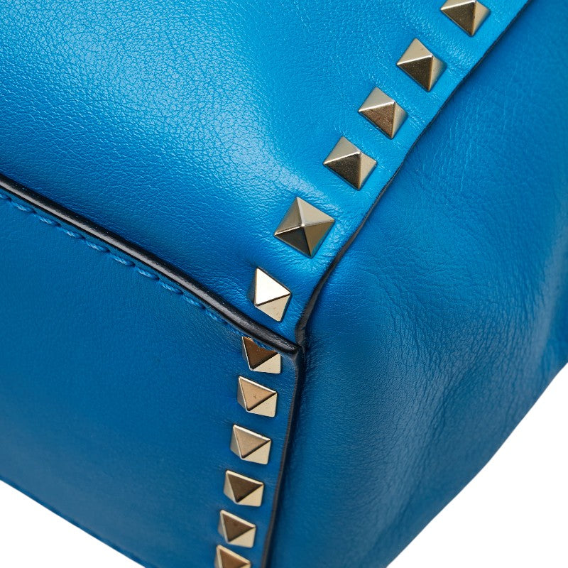 ヴァレンチノ ロックスタッズ ハンドバッグ ショルダーバッグ 2WAY ブルー レザー レディース Valentino 【中古】