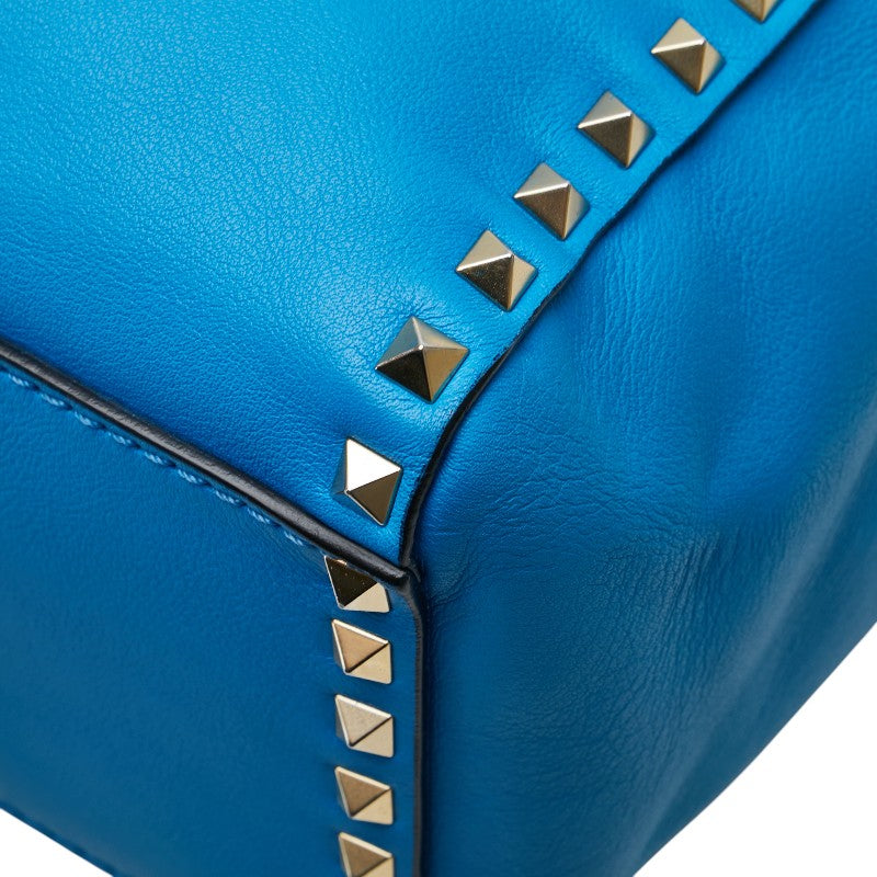 ヴァレンチノ ロックスタッズ ハンドバッグ ショルダーバッグ 2WAY ブルー レザー レディース Valentino 【中古】