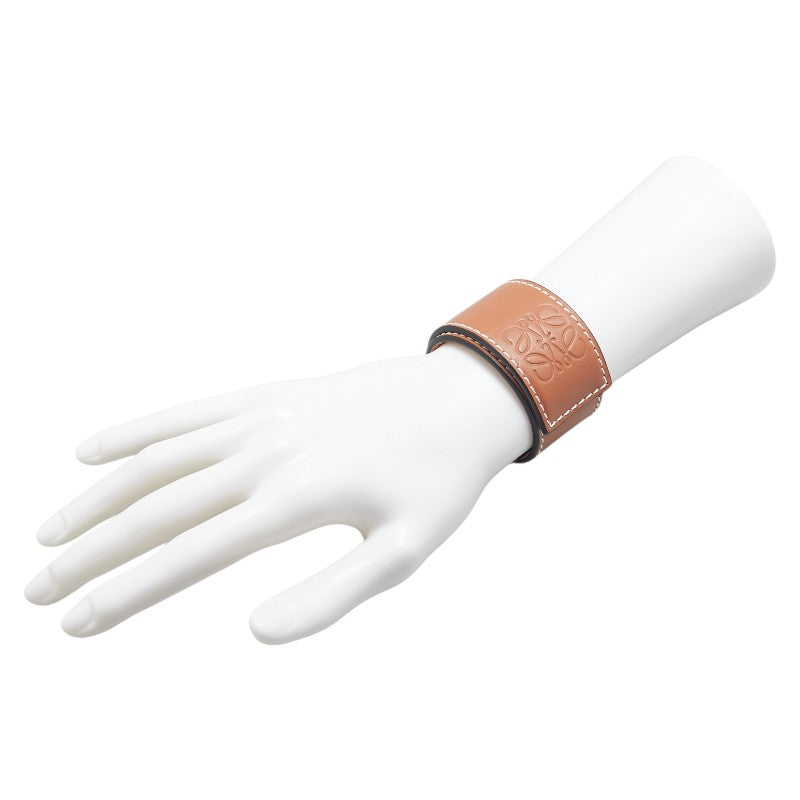 ロエベ アナグラム スモールスラップ ブレスレット タン ブラウン レザー レディース LOEWE 【中古】