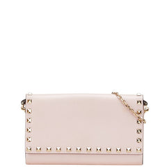 ヴァレンチノ ロックスタッズ チェーンウォレット ショルダーバッグ ピンク レザー レディース Valentino 【中古】