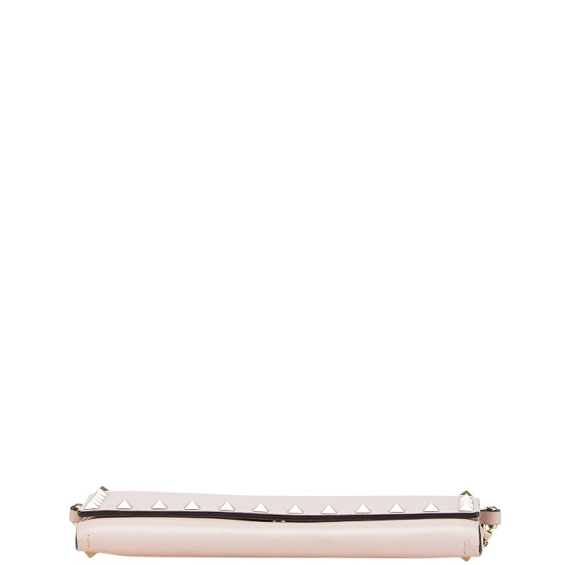 ヴァレンチノ ロックスタッズ チェーンウォレット ショルダーバッグ ピンク レザー レディース Valentino 【中古】