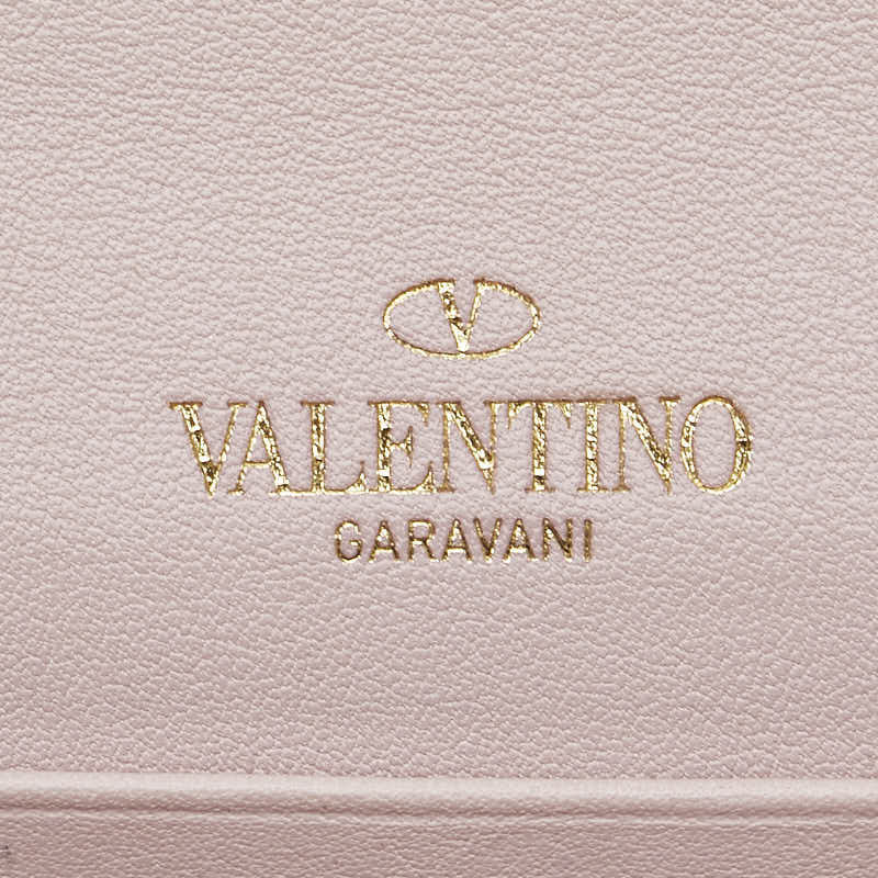 ヴァレンチノ ロックスタッズ チェーンウォレット ショルダーバッグ ピンク レザー レディース Valentino 【中古】