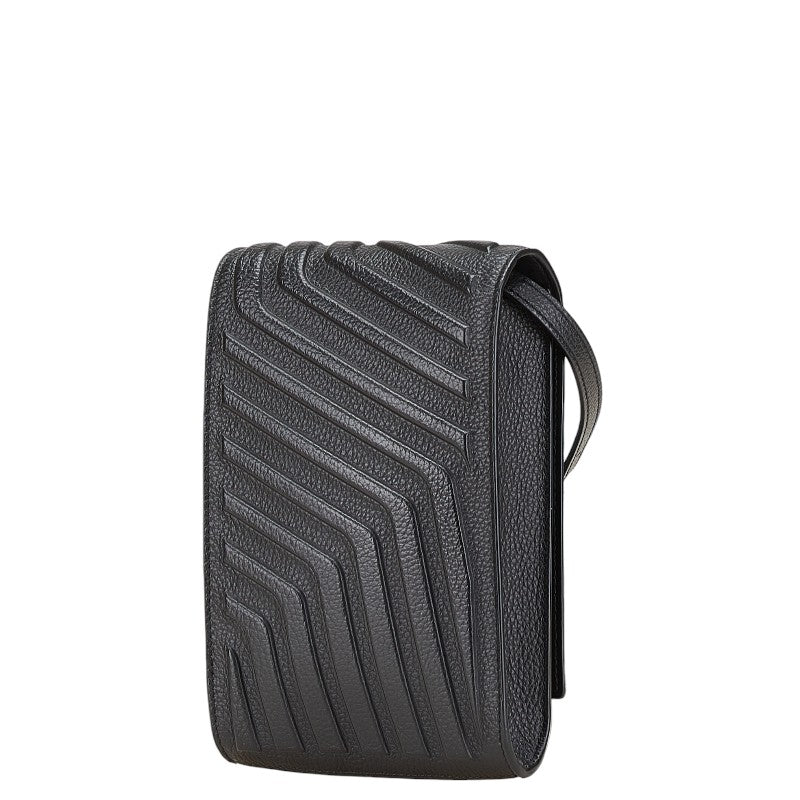 バレンシアガ ロゴ ポシェット フォンケース ブラック レザー レディース BALENCIAGA 【中古】
