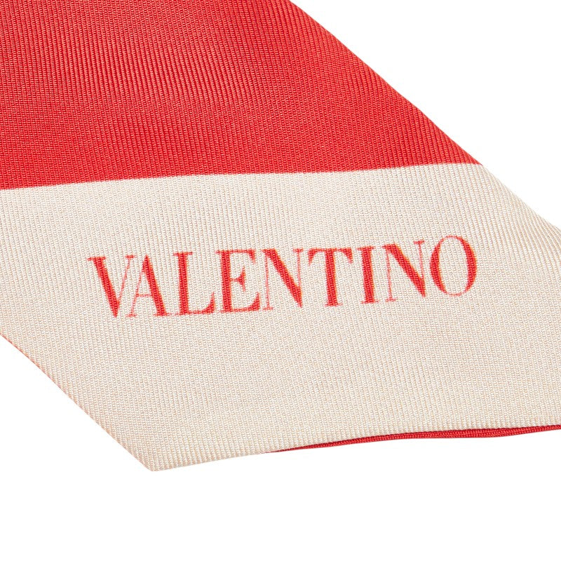 ヴァレンチノ トワル イコノグラフ スカーフ レッド ベージュ シルク レディース Valentino 【中古】
