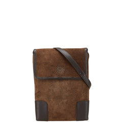 ロエベ アナグラム 斜め掛け ショルダーバッグ ブラウン レザー スエード レディース LOEWE 【中古】
