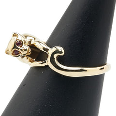 K18YG イエローゴールド ルビー 豹 パンサー リング 指輪 レディース 16号 【中古】