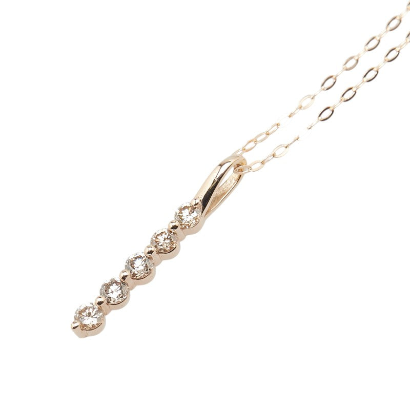 K18PG ピンクゴールド ダイヤ0.30ct ペンダントネックレス レディース 【中古】
