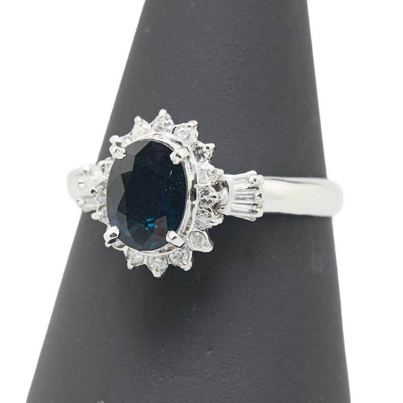 Pt900 プラチナ サファイア2.00ct ダイヤ0.26ct リング 指輪 レディース 19号 【中古】