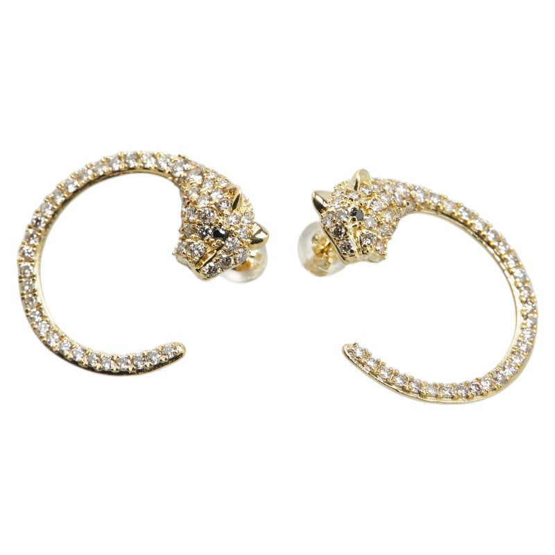 K18YG イエローゴールド ダイヤ1.00ct パンサー スタッド ピアス レディース 【中古】