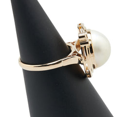 K18YG イエローゴールド マベパール約13mm ダイヤ リング 指輪 レディース 13号 【中古】